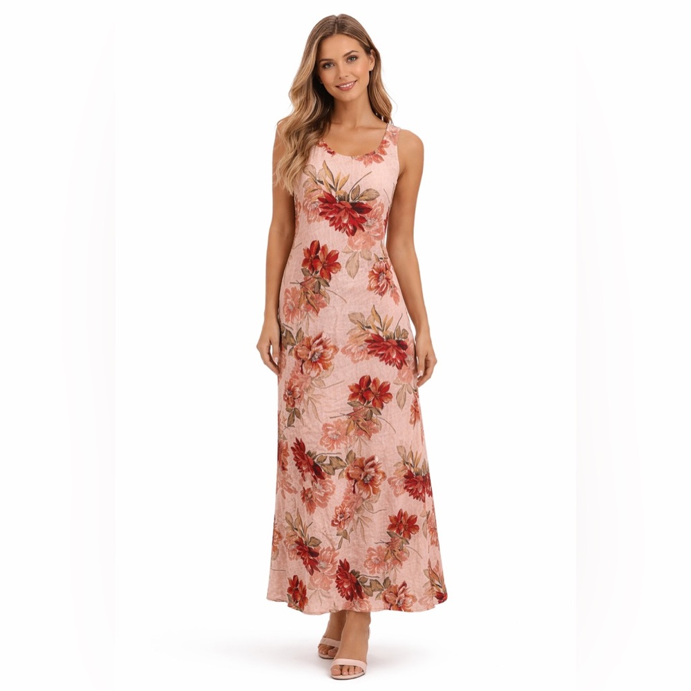 Paper Heart Linen Blend Sleeveless Floral Maxi Dress